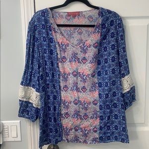 ROSE & THYME contrasting patterns shirt size 1X